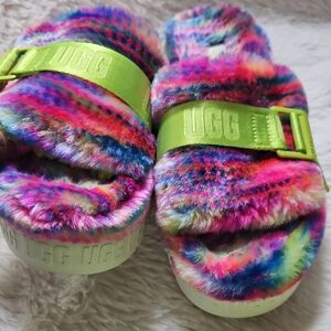 UGG Multicolor Tie-Dye Slides | Neon Strap | Treadlite Sole | Size 7